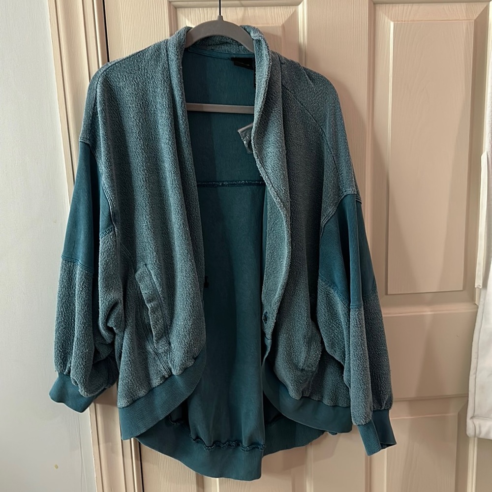 Urban terry cloth like material cardigan